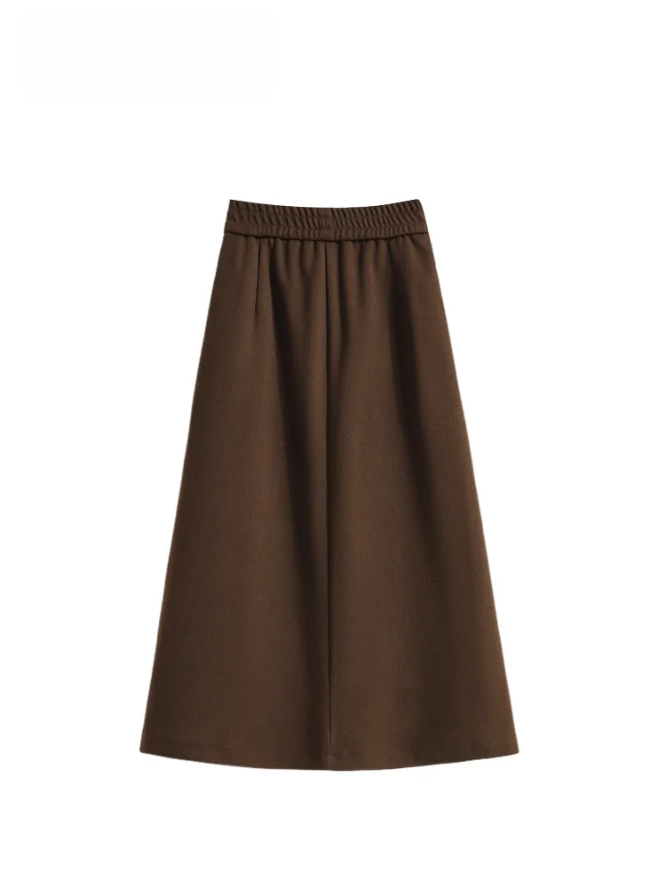 

Юбка А-силуэта с высокой талией для полных женщин, весенняя модная модель, стройнящая, скрывающая недостатки фигуры, в корейском стиле, большие размеры