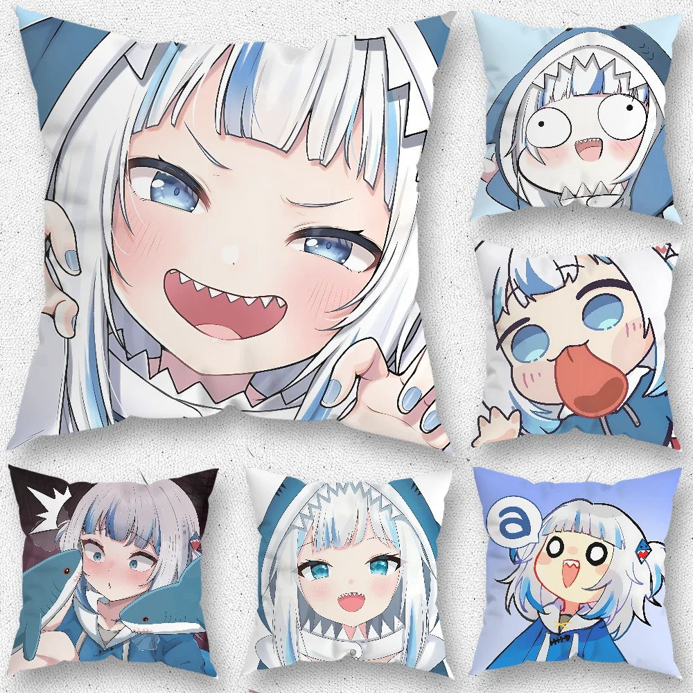 

Cute G-Gawr G-Gura Pillow Case For Home Bedroom Room Decoration Living Room Sofa Cushion Cover Suitable