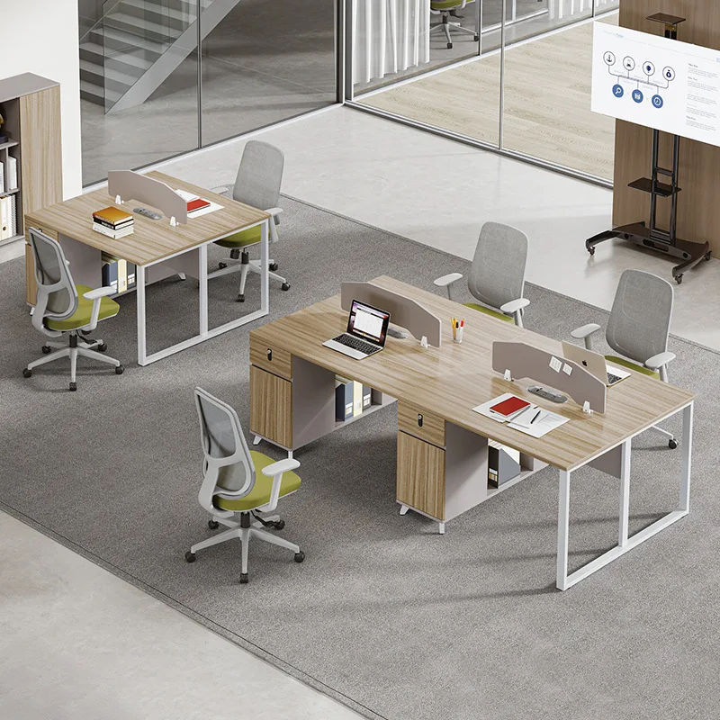 Extended staff 4-person screen desk combination factory office with cabinet 4-person staff office computer desk