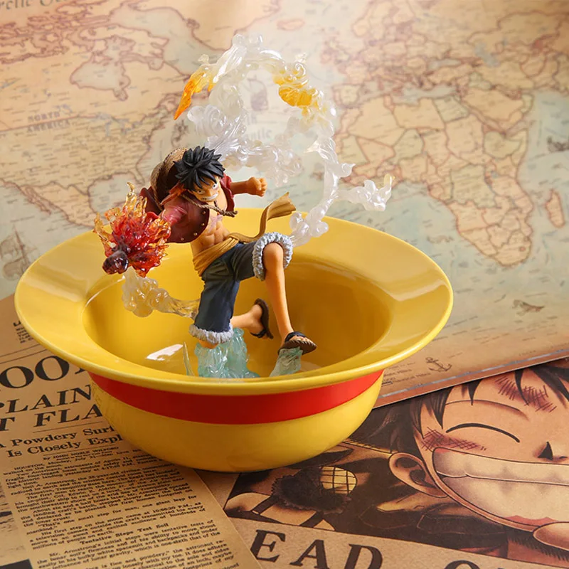 One Piece Luffy Straw Hat Bowl Cute Cartoon Anime Surrounding Home Ceramic Desserts Eating Soup Bowl Noodles Tableware