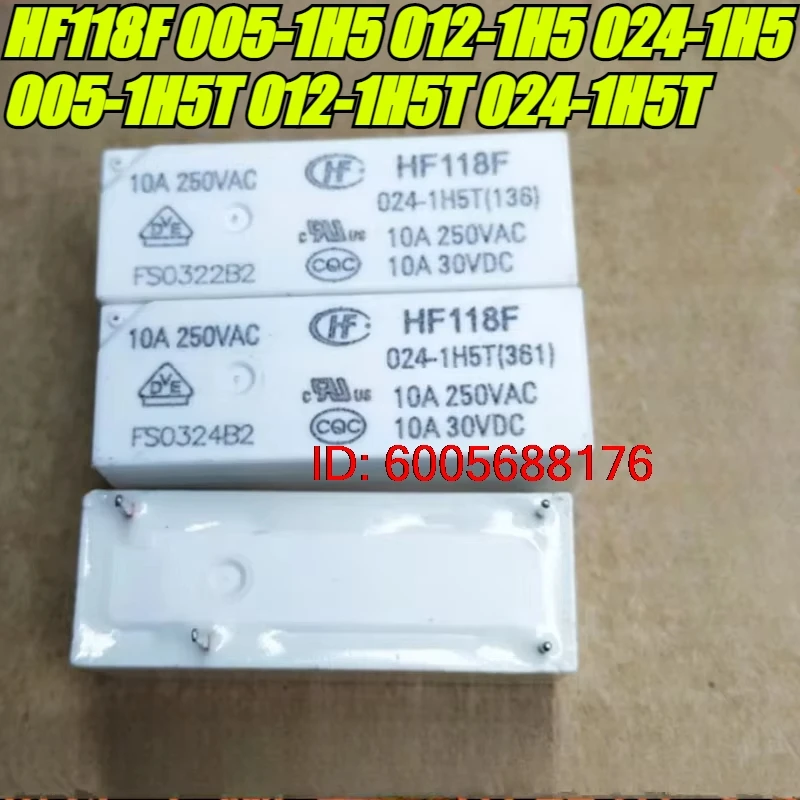 （Brand New）5pcs/lot 100% original genuine relay:HF118F 005-1H5 012-1H5 024-1H5 005-1H5T 012-1H5T 024-1H5T 4pins
