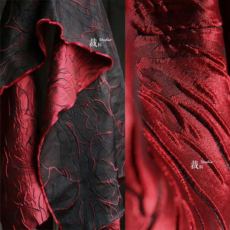 

Jacquard Fabric Double-sided Pleated Heavy Textured Skirt Clothing Designer Cloth Apparel Sewing Fabric Per Meters Material