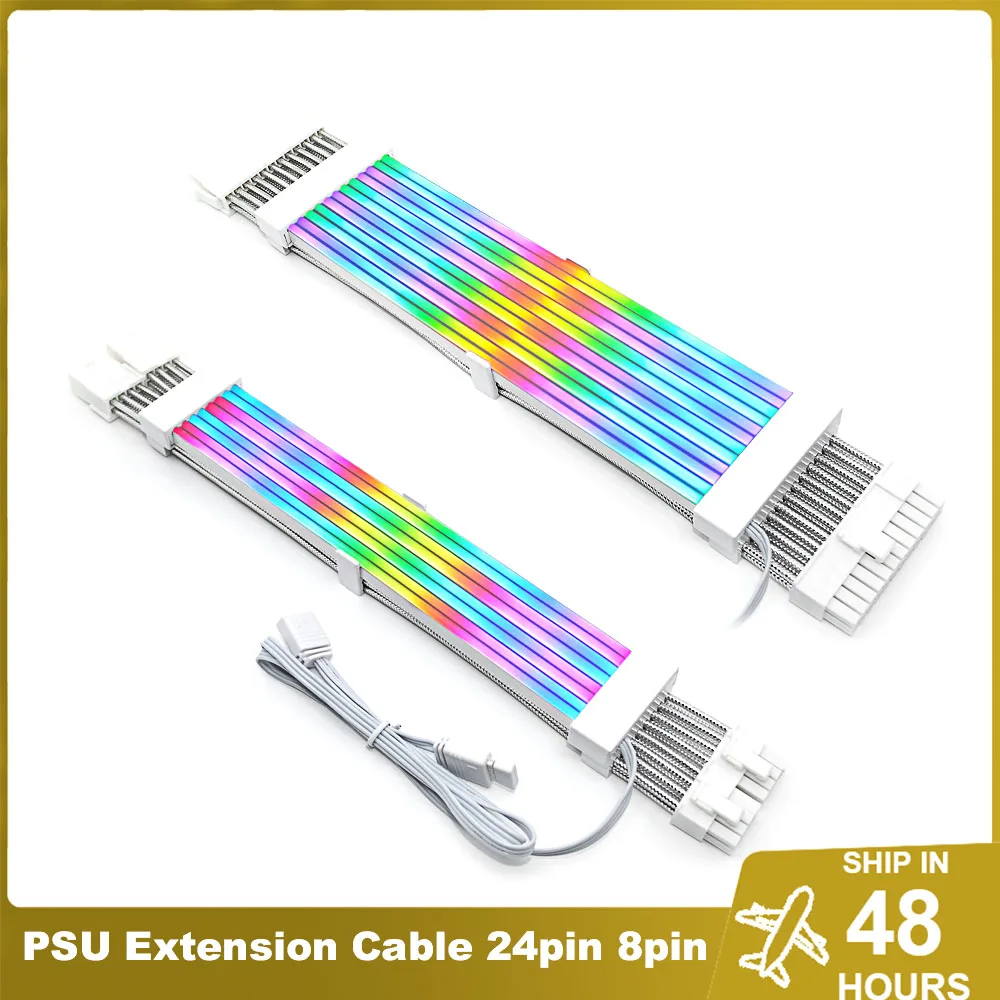 

PC PSU Extension Cords ATX 24Pin RGB Strimer Plus GPU 2*8/3*8Pin AURA SYNC Neon Cable MOD Gamer Cabinet Parts