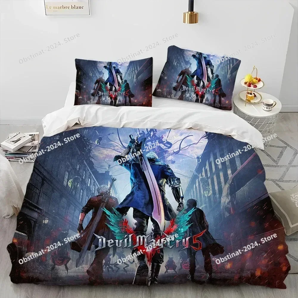 D-Devil May Cry DMC Game Gamer Bedding Set Printed Bed Set With Pillowcase Bed Duvet Cover Single Double Queen Super King Size