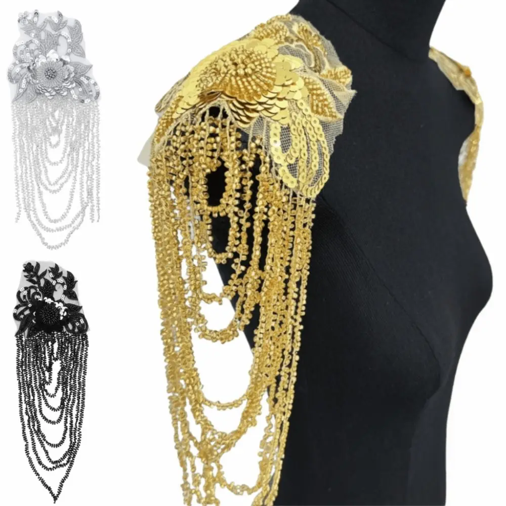 

Heavy Industry Bead Tassel Shoulder Dress Bead Embroidery Long Tassel Chain Shoulder Badge Beaded Chain Epaulettes