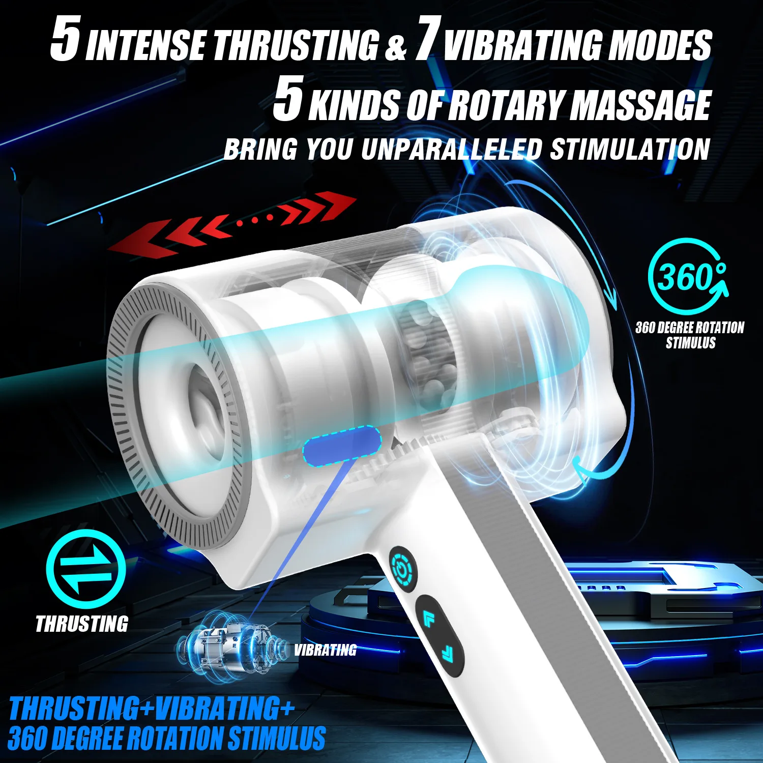 Male Masturbator Cup Automatic Telescopic Rotating Masturbator Separate Exercise Cup Penis Massager Erotic Sex Machine for Men view 2