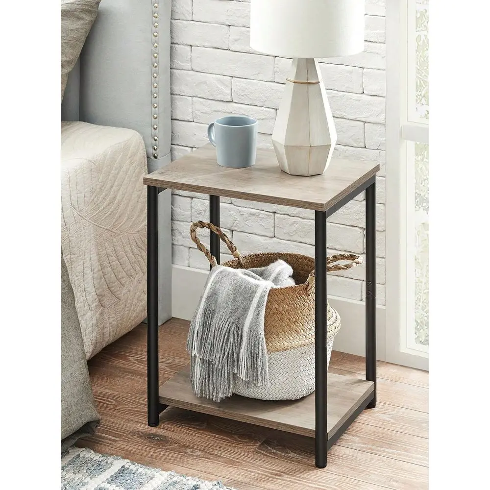 

Side Table, Small End Table, Nightstand For Living Room, Bedroom, Office, Bathroom, Rustic Brown And Black ULET271B01, 5.7 L X