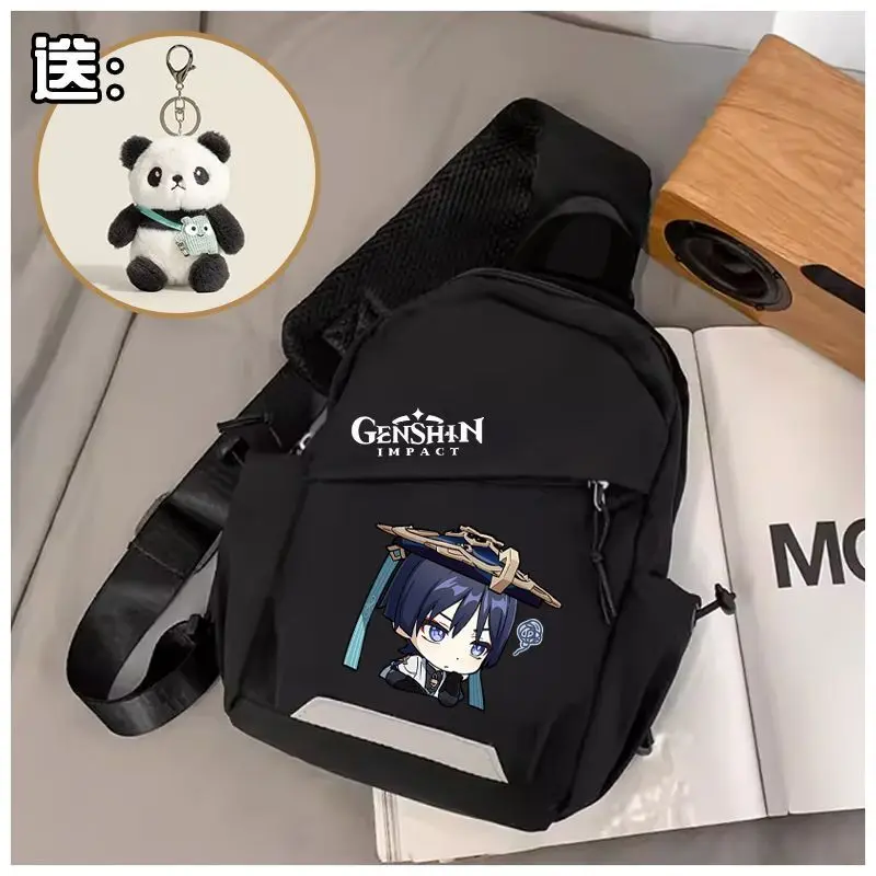 Genshin Impact Emoji Stray Dogs Harajuku Crossbody Chest Unisex Student Versatile Cycling Shoulder Waist Bag Compact Large Ani