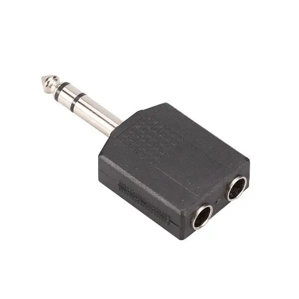 Audio Splitter 6.35mm Mono Plug Male to 2 X 6.35mm Mono Jack Connector Molded Plastic for Professional Recording