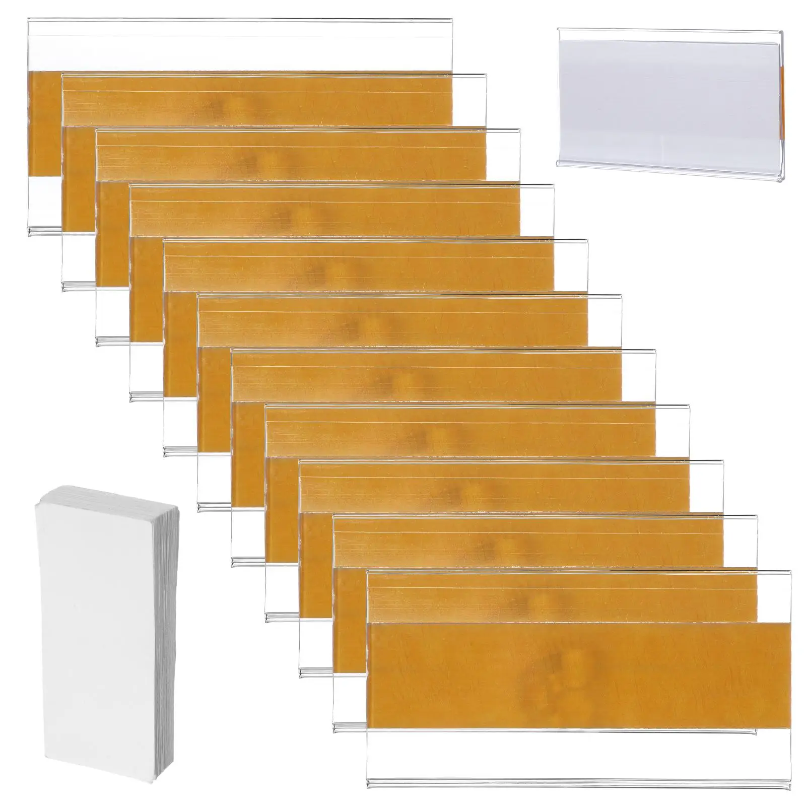 

60 Pcs Transparent Labels 4x8cm Adhesive PVC Shelf Holders White Paper Tags Wire Shelving Storage Bins Books Files Organizer