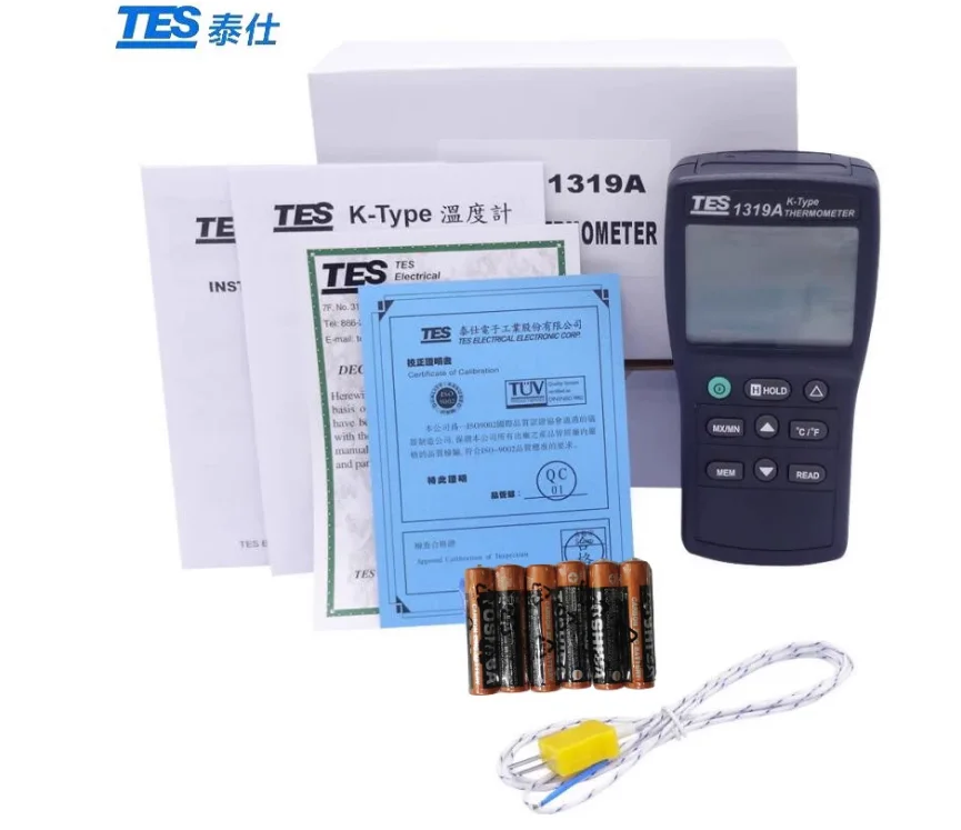 TES-1319A Digital Thermometer (K-type:-50-1350C) 150 Sets Data Memory Capacity