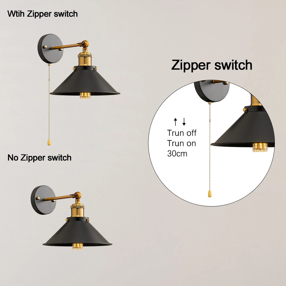 Retro com interruptor lâmpada de parede do vintage industrial lâmpadas ferro loft arandela luzes parede quarto lâmpada bar café decoração casa luz
