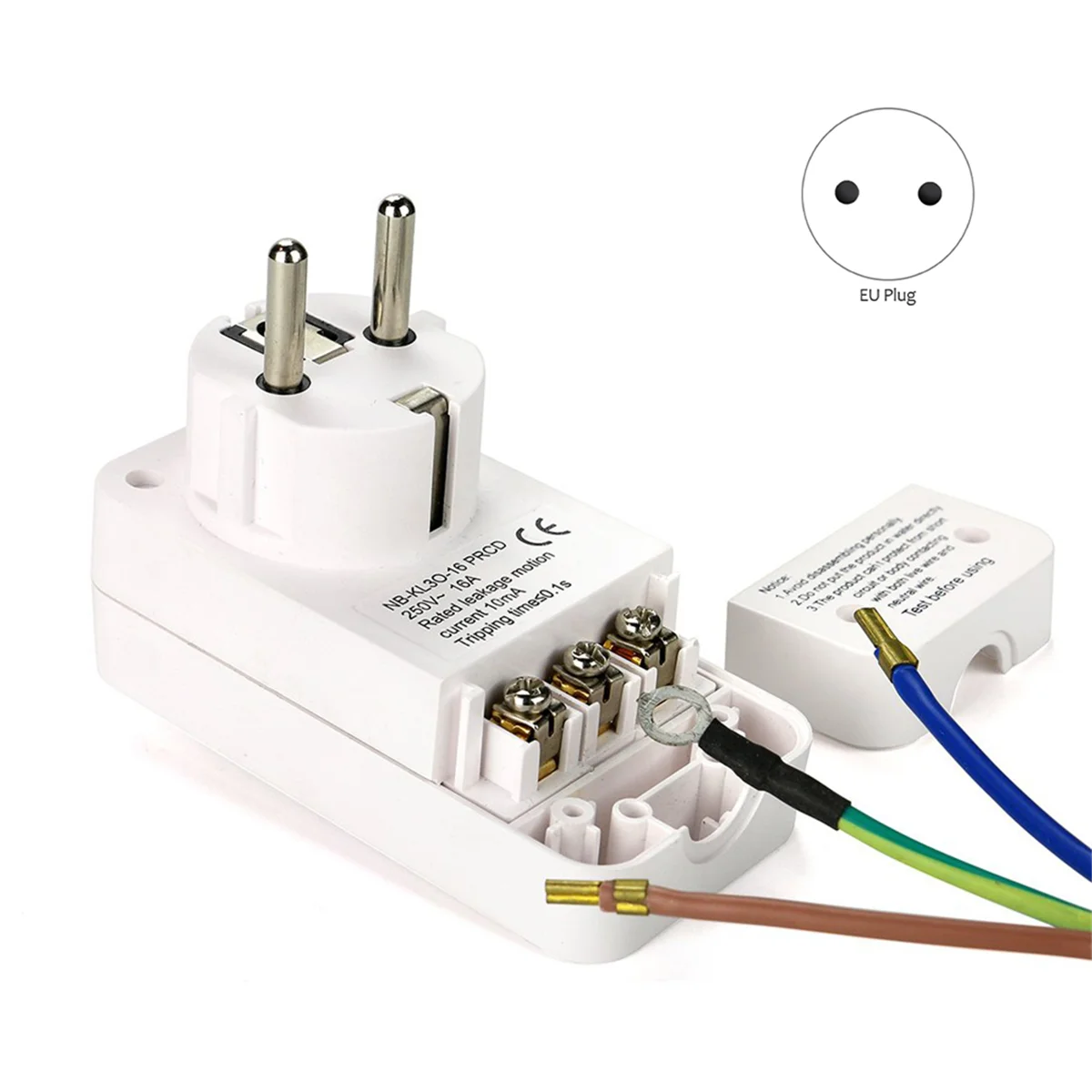 FI Circuit Breaker Personal Protection Plug Replacement Plug 10mA Residual Current Circuit Breaker 16Amp EU Plug,WhiteABGI
