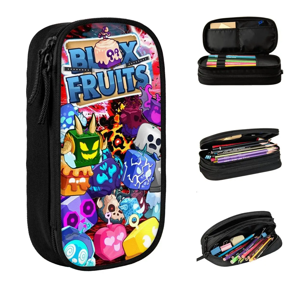 

Lovely Blox Fruits Game Video Pencil Case Pencilcases Pen for Student Large Storage Bags Office Gift Stationery