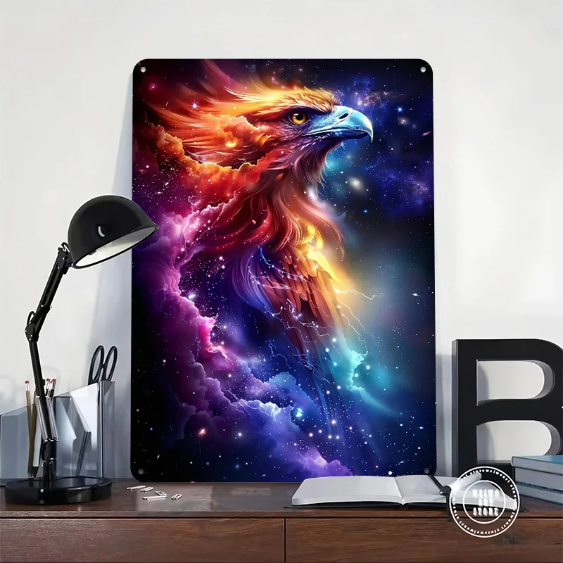 النسور الكونية الطيران المعادن المشارك علامات معدنية جدار الفن خمر الديكور الداخلي مخصص تين تسجيل للمنزل الديكور عصا ديكو