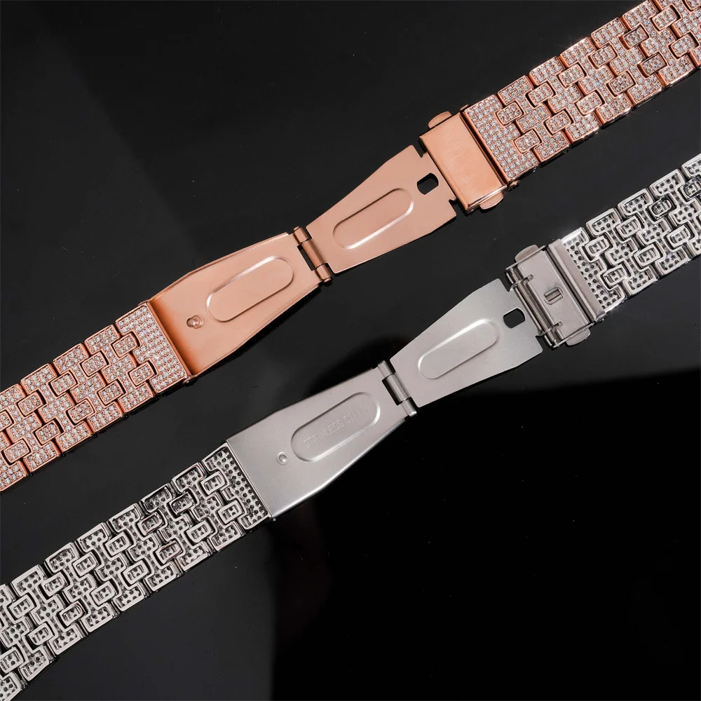 Icedminer Iced Out Brass Zircon Watch Band For CAS** Watch Series Colorful Ice Wrist Strap Free Shipping