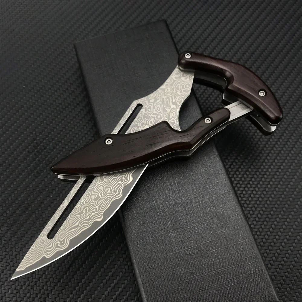 

New VG10 Damascus Folding Knives Tactical Hunting Knife Fixed Blade Knife Sandalwood Handle Camp Hunt Pocket Survival Tools