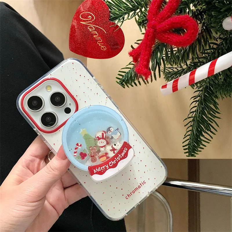 Cute Christmas wish tree Gingerbread Man Elk Bear Magnetic Holder Case For iPhone 13 14 15 16 pro Max Magsafe Wireless Charge