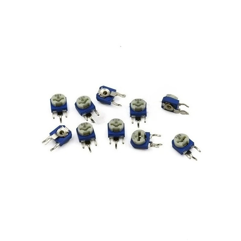 

100pcs 10 Values RM063 Blue White Trimmer Potentiometer Kit 6mm Adjustable Resistor Box