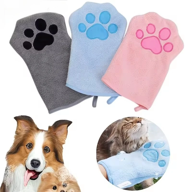 

Quick-drying Dog Bath Gloves absorbent Pet Bath Towels for Small Medium Dogs Cats Glove-style Pet Towels Pet Grooming Tool
