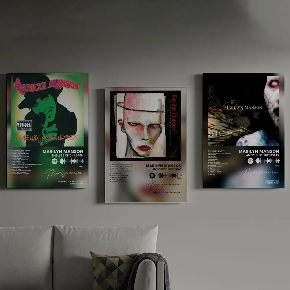 

Marilyns Manson Poster Prints Canvas Painting Wall Art Picture Living Room Home Decor Tracklist Music Album Cover