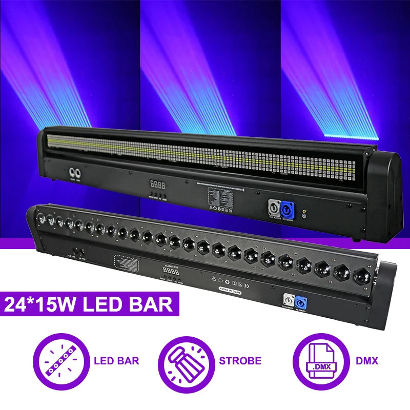 

Sunart Double Sided Moving Head Bar 24*15W LED RGBW 4 in 1 Colors For Stage Effect Lighting DJ Disco Night Clubs DMX Fixture