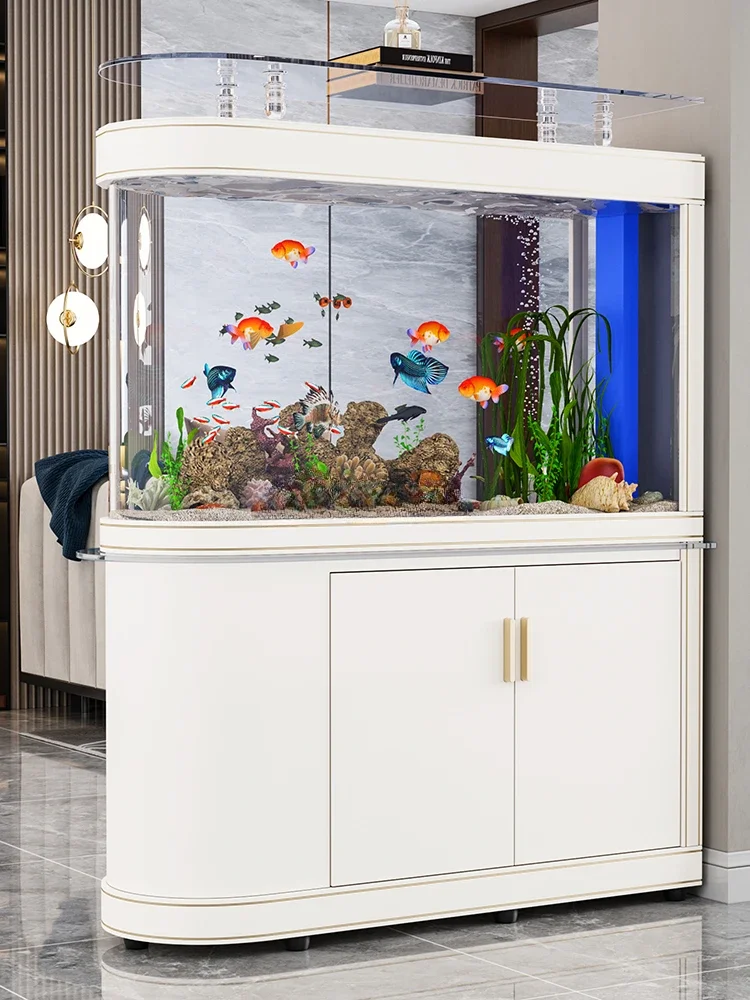 Living Room Home Subareas Screens Large Bottom Filter Glass Fish Tank Ecological Aquarium