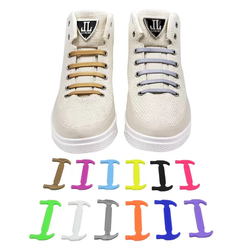 16pcs/Set Elastic Silicone Shoelaces for Shoes Special Shoestrings No Tie Shoe Laces for Men Women Lacing Shoes Rubber Shoelace