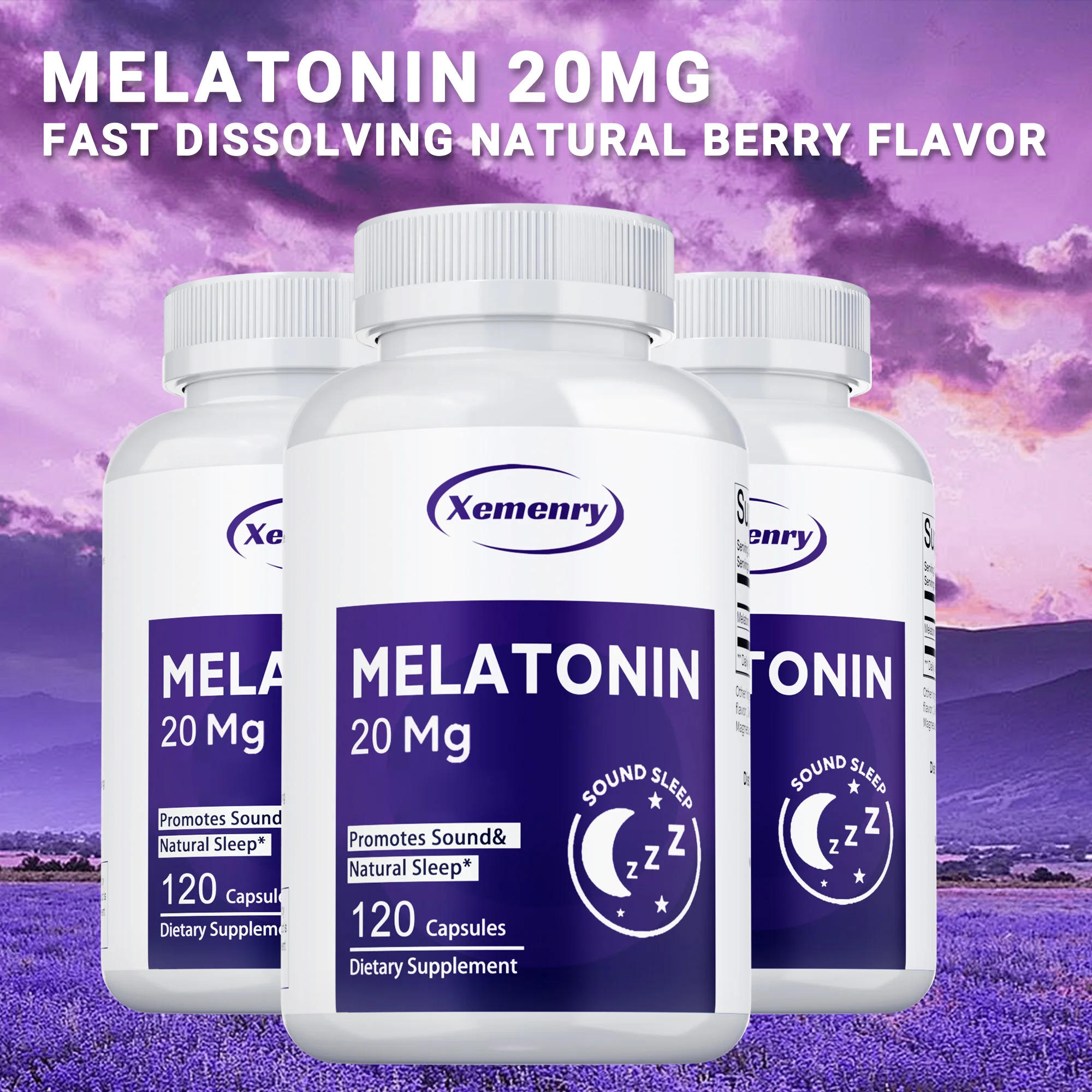 

Melatonin 20 Mg - Reduces Stress, Improve Mood, Improve Sleep Quality, Fall Asleep Faster, Increase Energy, Regulate Rhythm