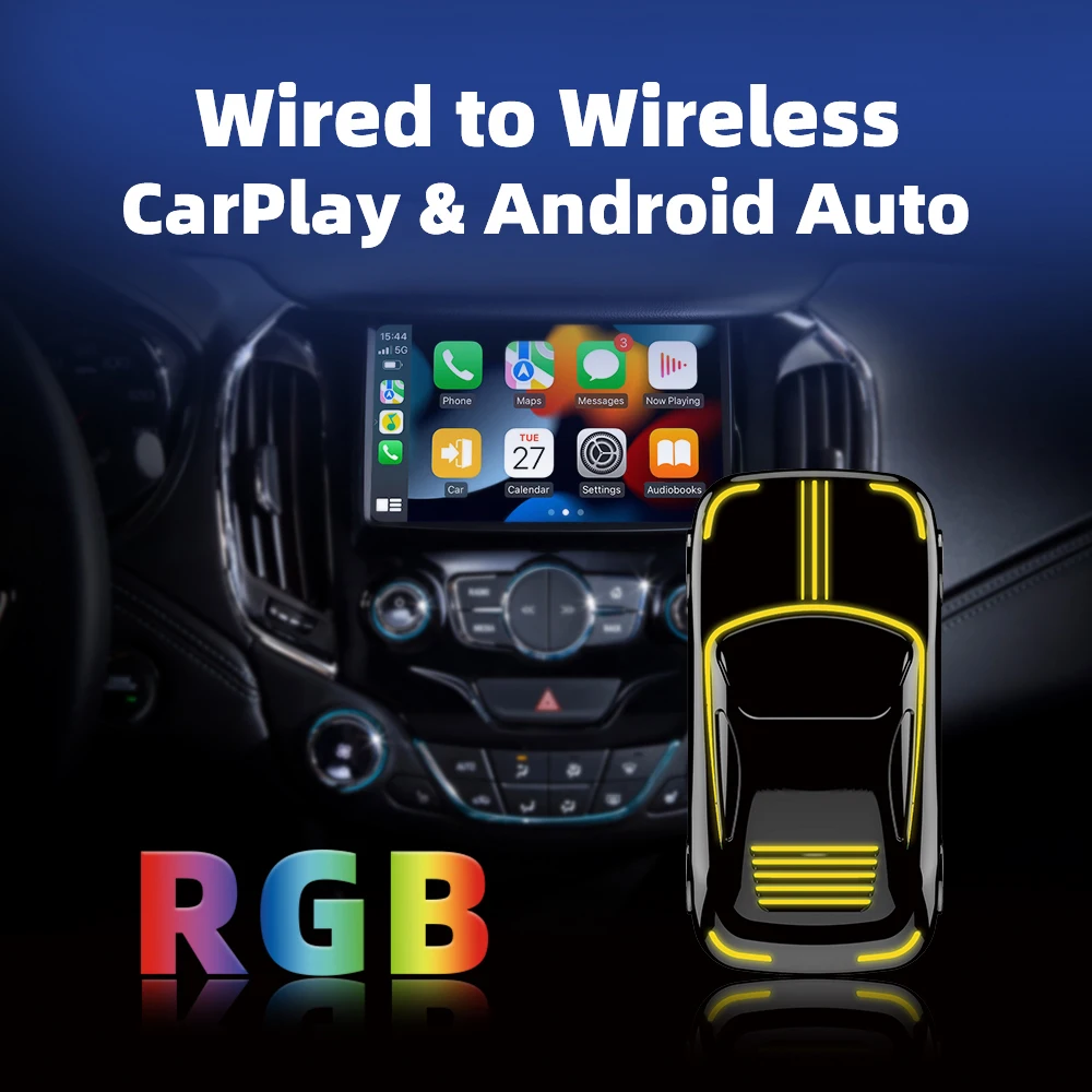 EKIY 2w1 Bezprzewodowy klucz CarPlay Bezprzewodowy adapter Android Auto AI Smart Box Samochodowe inteligentne systemy do samochodu z przewodowym CarPlay — zdjęcie 3