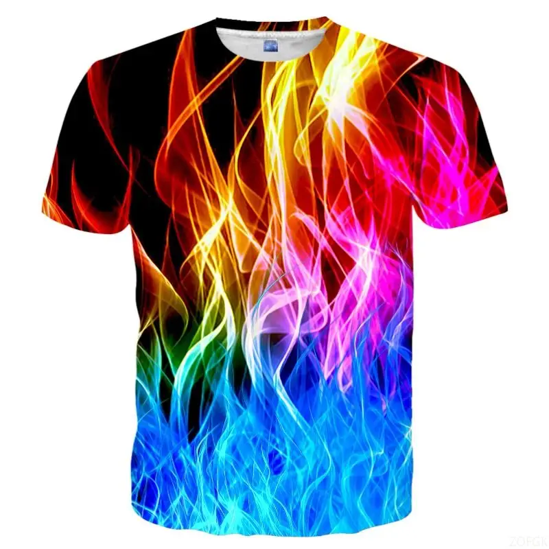 

Men's 3D Printed Fashionable Flame Pattern Short-Sleeved T-Shirt Breathable Quick-Drying Loose Shirt Outdoor Casual Sports Tops