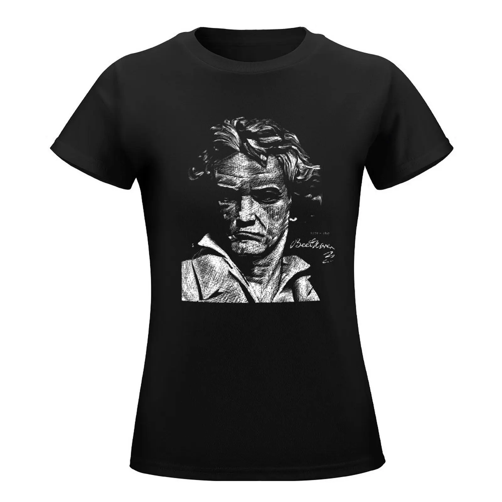 Beethoven Signature Illustration T-Shirt tees animal print shirt for girls woman t shirt