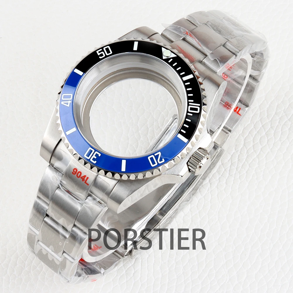 الفضة 40 مللي متر NH35 ساعة حالة الياقوت الزجاج ل Seiko NH34 NH35 NH36 NH38 حركة الفرعية GMT يخت ماستر نحى المحار سوار