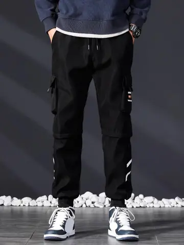 Men's work pants, multi pocket straight leg work pants, men's spring new item, pure cotton loose wide leg pants, versatile casua