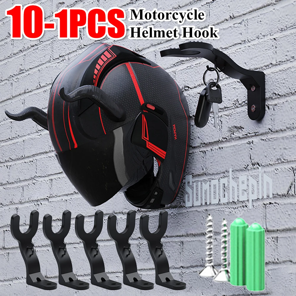 10-1 PCS Motorcycle Helmet Hook Racks Multipurpose Hook Hanger Home Luggage Jacket Holder Kitchen Cabinet Shelf Wall Mount Hooks