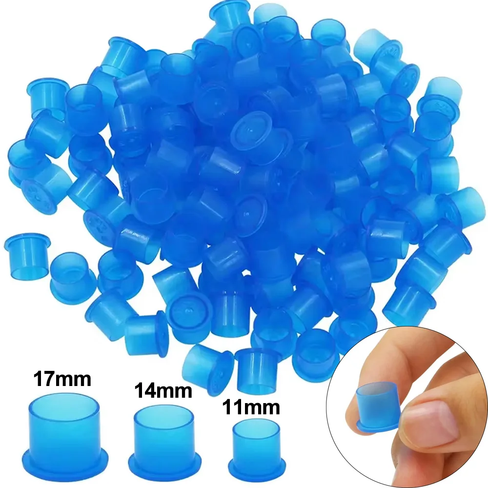 1000/500/100PCS Disposable Blue Tattoo Ink Cups With Base Pigment Holder Container Caps Permanent Makeup Tool Tattoo Accessories
