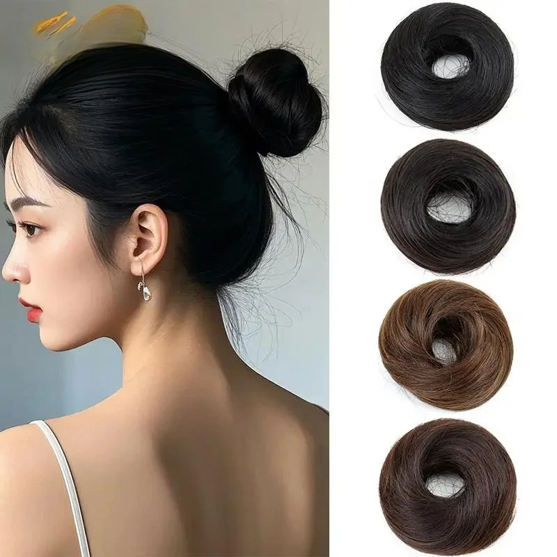 합성 스트레이트 도넛 시뇽 헤어피스 옴브레 엘라스틱 업두 시뇽 플러피 메시 스크런치 헤어 번 여성용 2026