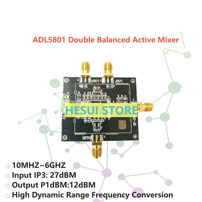 

Модуль ADL5801ACPZ ADL5801, двухбалансированный активный модуль RFmixer, смешивание вниз с сигнальным соединением катушки Balun 10 МГц - 6 ГГц