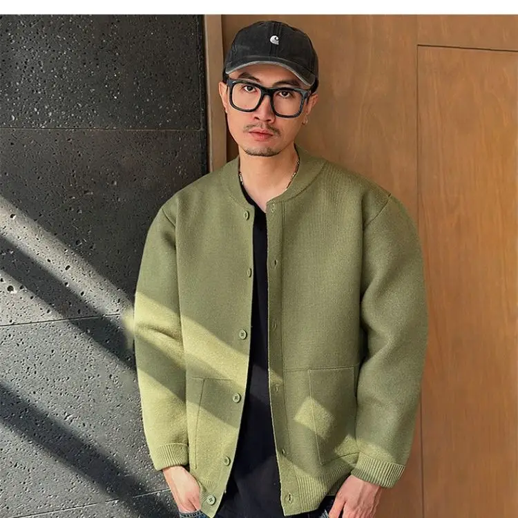 

Men's Knitted Open Cardigan Jaet Loose Casual Stand Collar Spring Autumn Faion Brand Soft Polyester Long Sve Basic Sle