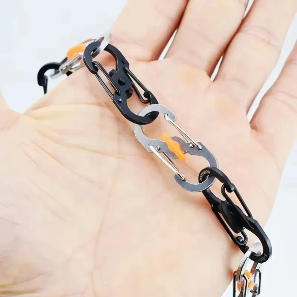 Camping Carabiner with Lock S Type Mini Keychain Hook Anti-Theft Outdoor Camping Backpack Buckle Key-Lock Camping Supplies image 3
