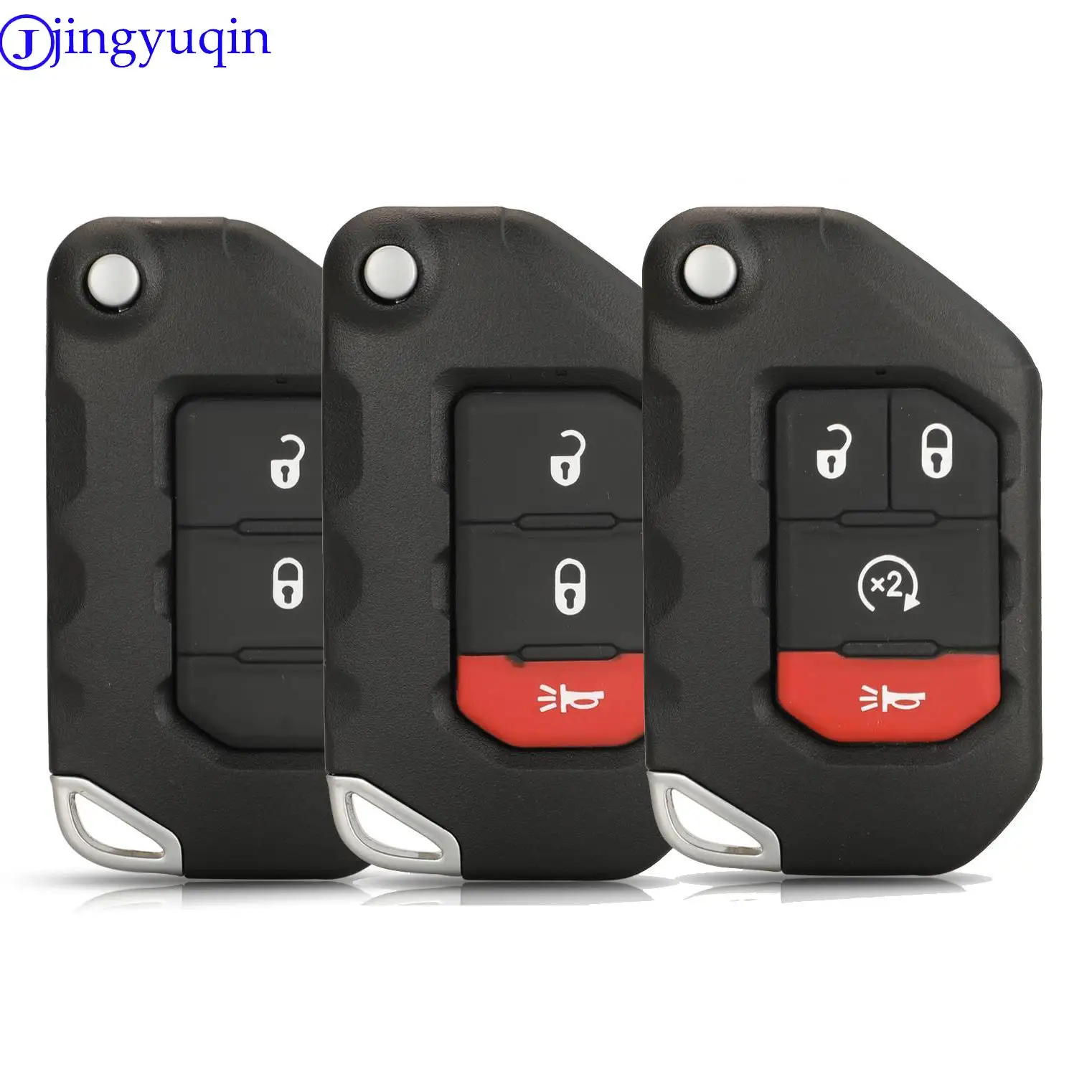 jingyuqin 2/3/4 Buttons Car Remote Key Shell For jeep wrangler 2018 2019 Renegade Compass