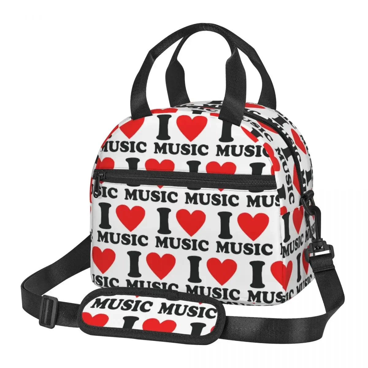 I Love Music Insulated Lunch Bag for Women Children Portable Food Boxes Thermal Lunch Box Tote