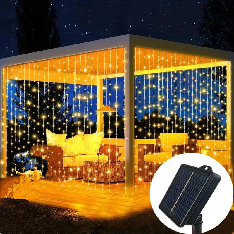 

LED Fairy Christmas String Light 3/6M Outdoor Solar Curtain Lights Holiday Light Patio Backyard Decor Garland Garden Decoration