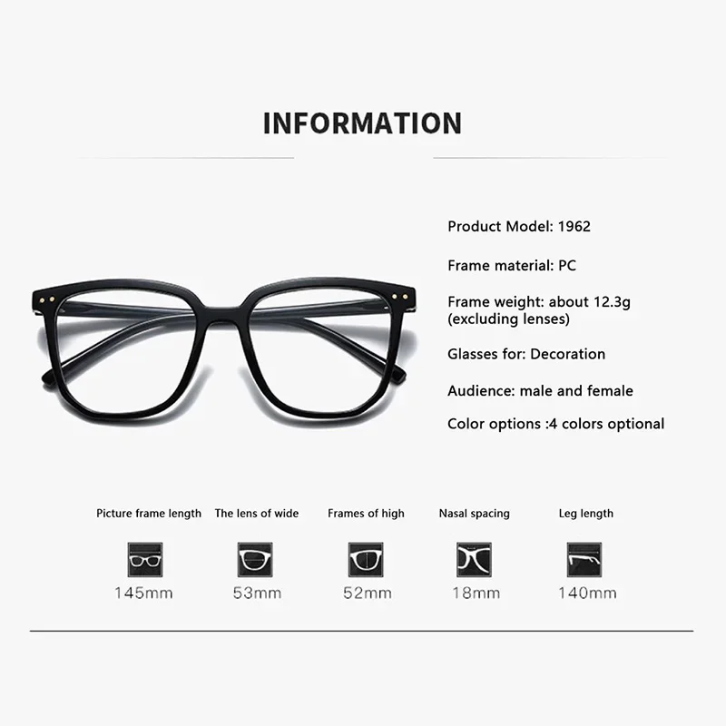 Square Eyewear Transparent Computer Glasses Frame Women Men Anti Blue Light Blocking Glasses Optical Spectacle Eyeglass