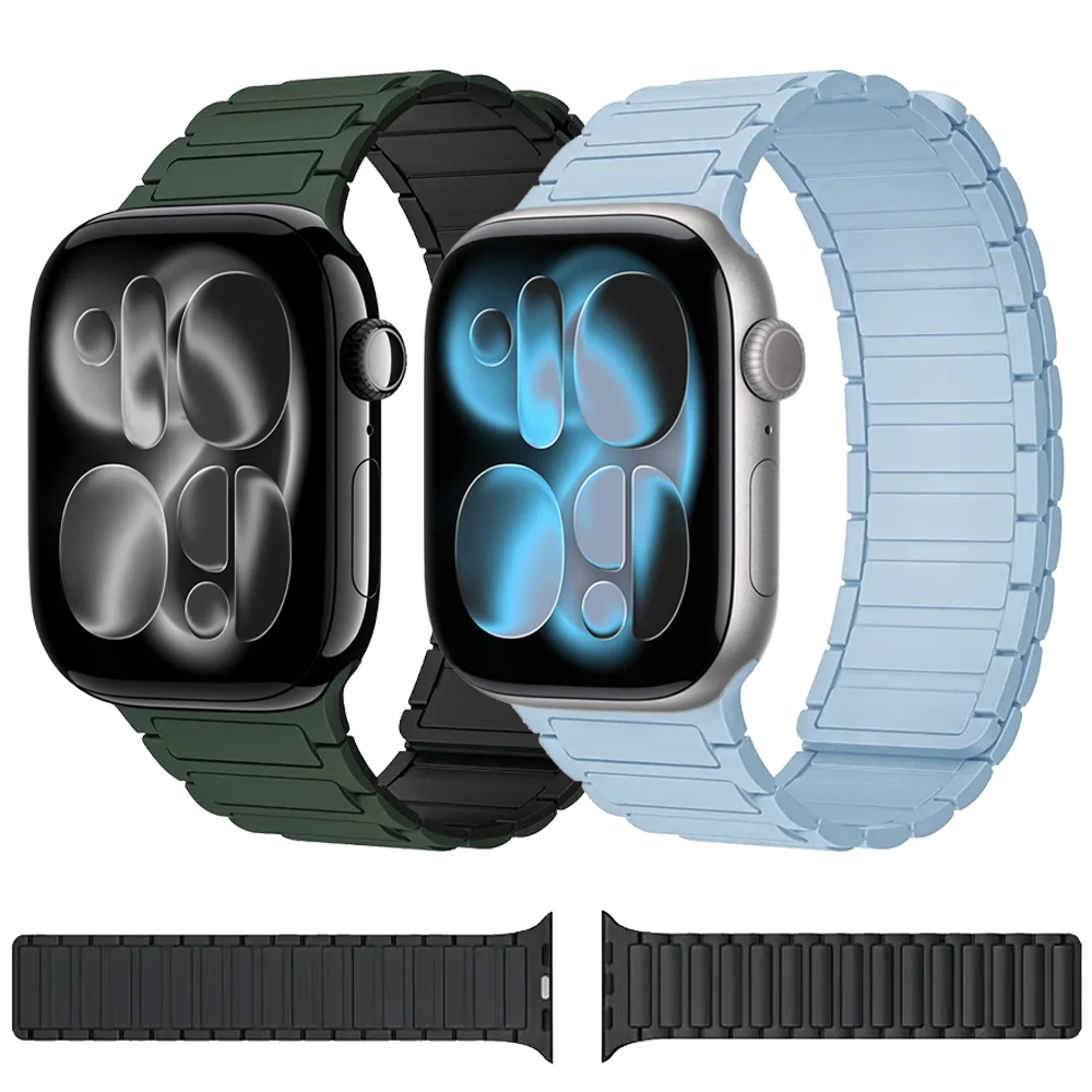 Sportliches magnetisches Silikonarmband für Apple Watch Ultra 3/2/1 49mm 11 10 46mm 42mm Band iWatch 9 8 7 6 SE 45mm 41mm 44mm 40mm Correa