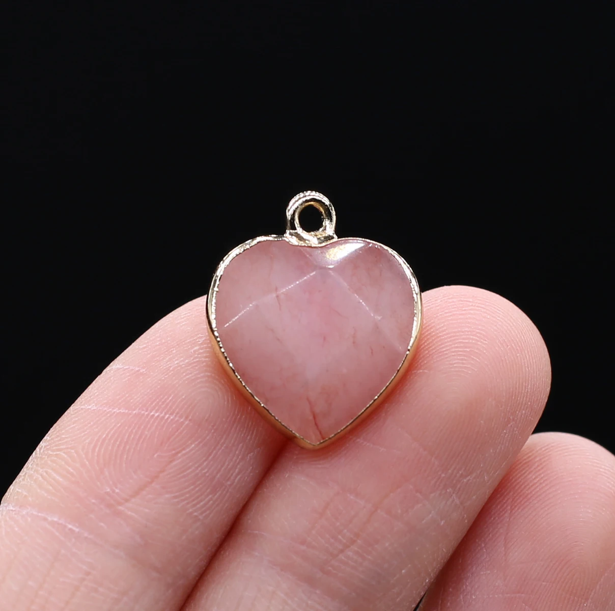 Charms Natural Rose Quartzs Malachites Pendant Faceted Heart Shape Small Pendant for Jewelry Making DIY Necklace 15x18mm