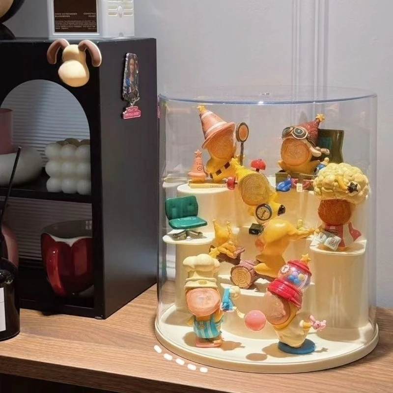 Stepped Transparent Blind Box Display Case Tiered Dust-proof Pain Cabinet for Trendy Figures and Models Layered Staggered Design