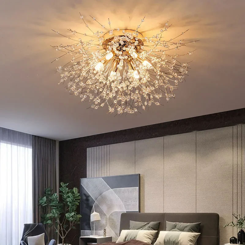 lampada pingente de cristal led lustre dente de leao firefly moderno luxo sala de estar quarto luz iluminacao decoracao do lar 01