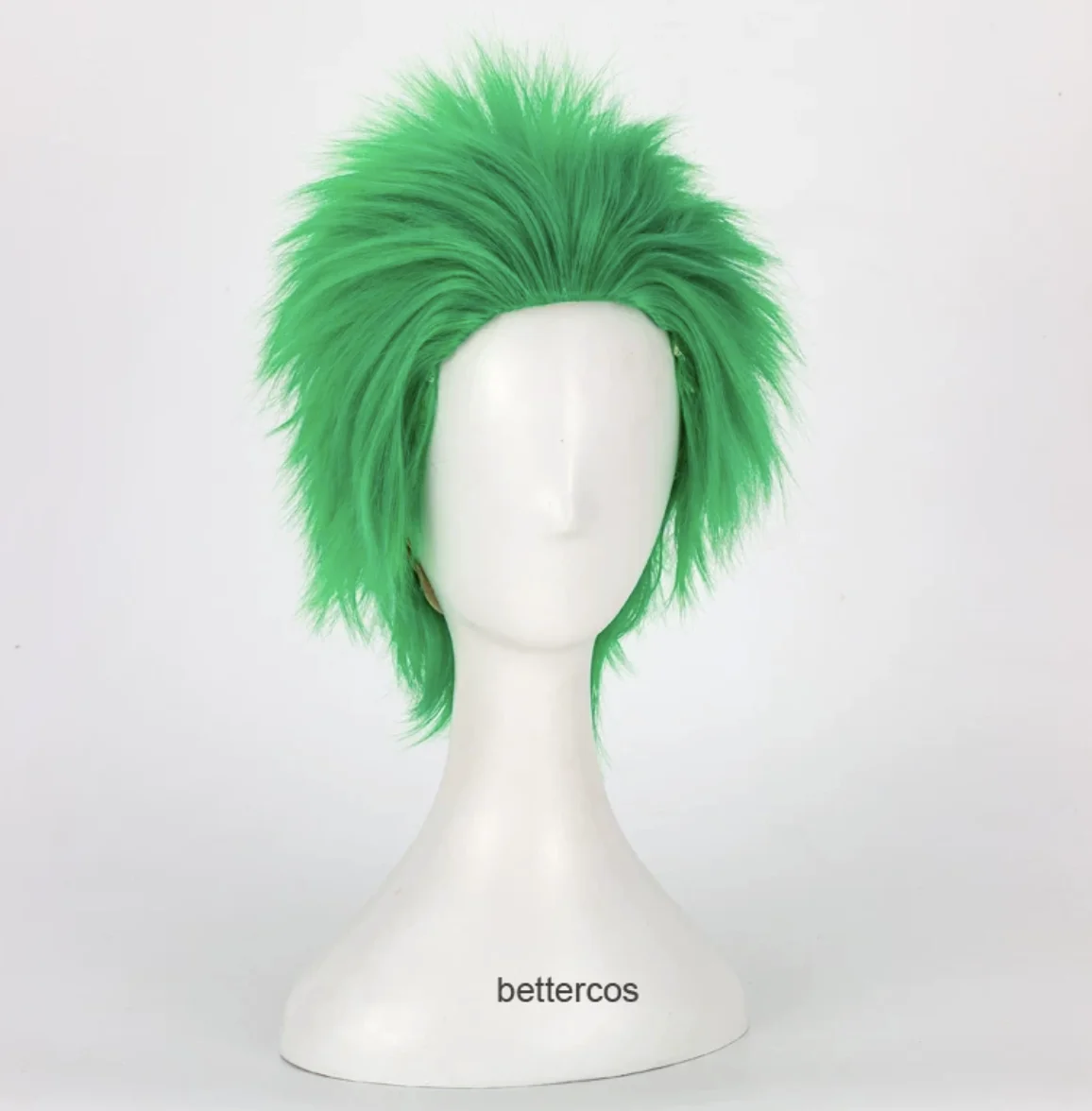 Men Overwatch Genji Shimada Young Version Cosplay Wig Green Spiky Slicked Back Heat Resistant Synthetic Hair For Costume Props