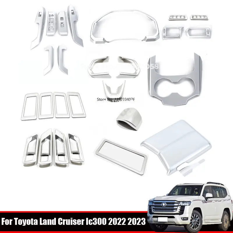 For Toyota Land Cruiser 300 LC300 2022 2023 2024 ABS chrome window swtich gear Water Cup Holder outlet instrument Panel Cover